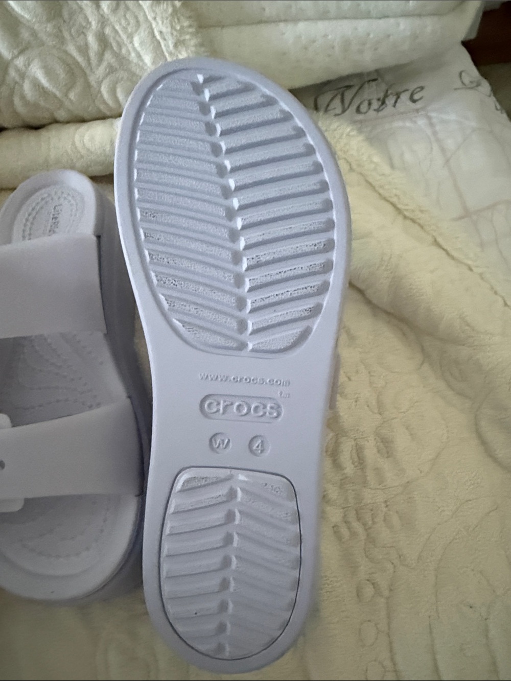 CROCS Kids Brooklyn Buckle Frosted Wedge Sandals - Light Lavender - Picture 2 of 4